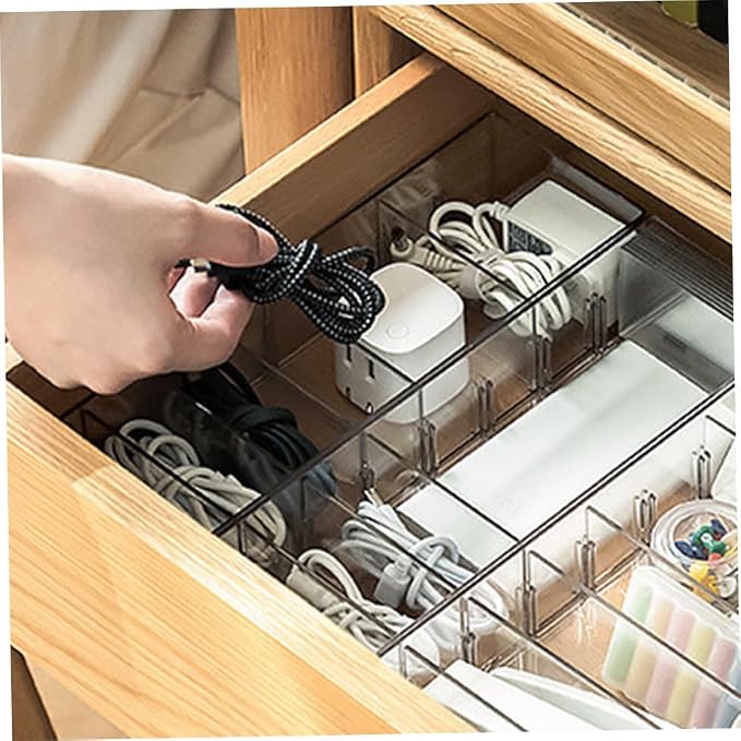 KOMBIUDA Natural Pet Material Data Cable Storage Box Easy to Use Portable Capacity Cord Cover Cable Management Box Caddy Organizer Case Bathroom Storage Organizer