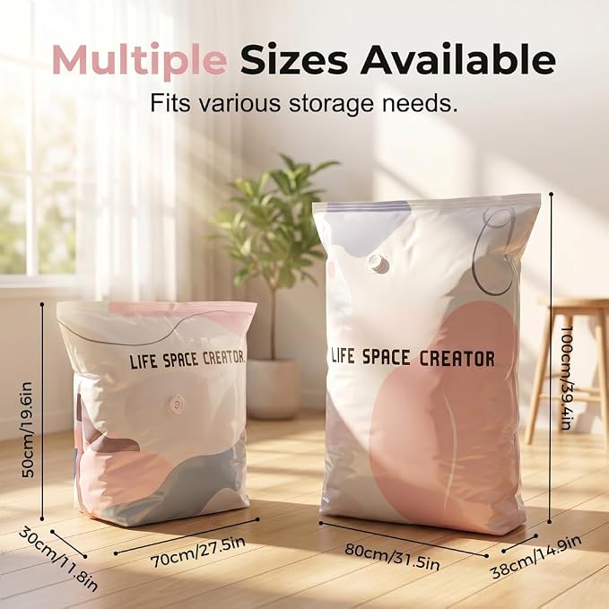 No‑Pump Vacuum Storage Bags, 2026 New Heavy-Duty Press & Seal For Clothes, Press & seal, No Pump Needed, Large Cube Vacuum Seal Bags, Reusable Space Saving Compression Bag (4PCS, 70 * 50 * 30CM)