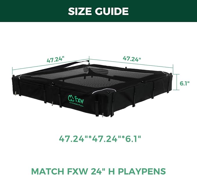 FXW Homeplus Indoor Dog Playpen with Mesh Top Cover, 24" H, 8 Panels | Calm Indoor Play Area, Cover Helps Deter Jump-Outs, for Puppies & Small Dogs, Patented