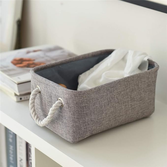 Storage Bins Basket - Storage Baskets for Organizing Shelves,Home Closet Organizer for Book Shelf Organization,Fabric Storage Cubes,Medium Decorative Grey Basket Gift