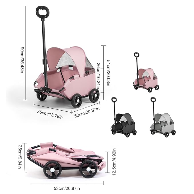 Portable Pet Carrier Frame for Small Pets Oxford Fabric Easy Storage Multi Use Small Strollers Portable Cats Compact Travel Cart Oxford Fabric Metal Frame Carrier