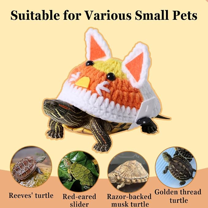 Knitted Turtle Clothes, Fox Shell Costume with Adjustable Strap | Soft & Skin-friendly Pet Outfit with Multiple Sizes for Red-eared Slider Grass Turtle