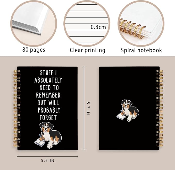 LIANGW Funny Australian Shepherd Dog Gifts Spiral Notebook Journal | Pet Dog Mom Lovers Owner Gifts Journal for Writing,Bernese Mountain Dog Gift for Women,Dog Office Stuff Supplies,5.5x8.3 In