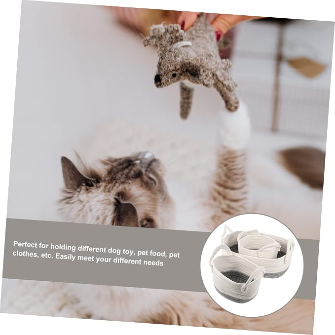 Zerodeko 3pcs Woven Storage Basket for Dog Toys Stylish Pet Toy Organizer and Compact Design for Home and Boys and Girls Room for Housewarming and Showers