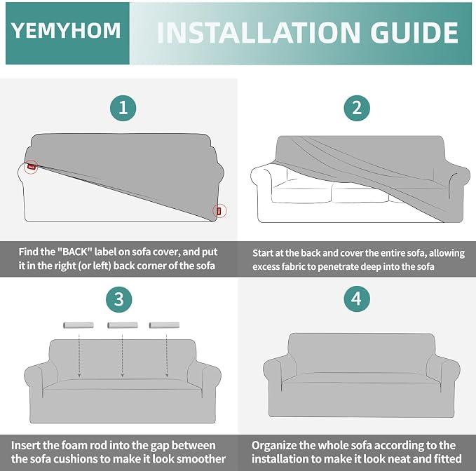 YEMYHOM Couch Cover Latest Jacquard Design High Stretch Extra Large Sofa Covers Pet Dog Cat Proof Oversized Slipcover Non Slip Magic Elastic Furniture Protector (X-Large, Leaf Patten Black)