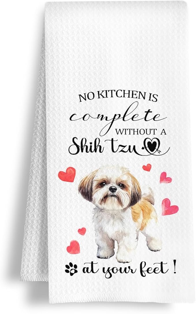 Shih Tzu Gifts Kitchen Towels, Gifts for Shih Tzu Lovers Dish Tea Towels, Dog Lover Owner Gift for Women Men Decorative Hand Towel for Kitchen, 16x24 Inch
