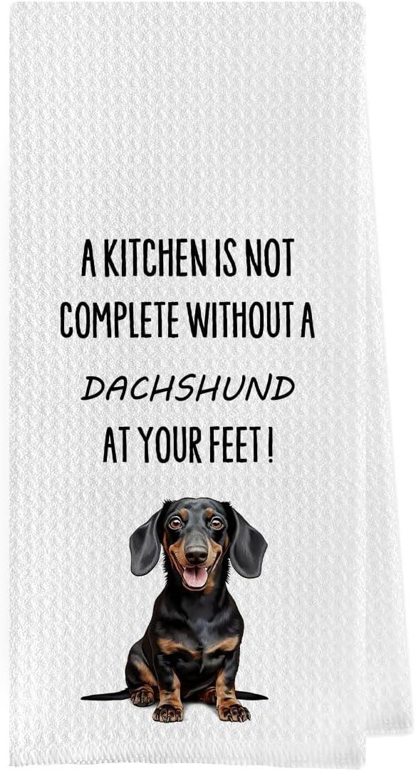 Funny Dachshund Dish Towels - Dachshund Decorative Waffle Weave Kitchen Towels, Wiener Dog Gifts for Women Hand Towel, Wiener Dog Gifts Tea Towel (16×24 Inches)