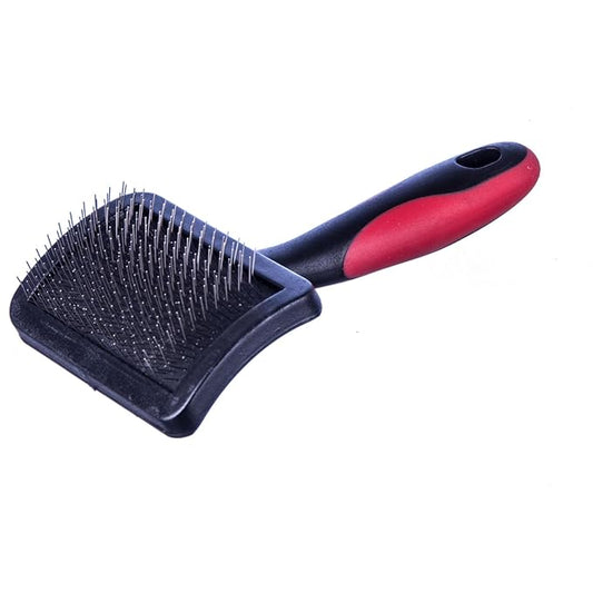 Jeffers Pet Hard Pin Universal Slicker Brush for Dogs, Cats, Horses – Firm Bristles Grooming Tool, Detangling, Tangle Free Coat, Mats, Shedding, Curved Head, Travel Friendly, Easy Storage - Small
