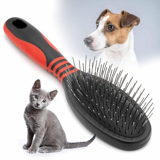 Jeffers Pet Single Sided Pin Brush for Dogs Cats Horses, Patented Pin Pad, Durable Bristles, Detangling Grooming Brush for Medium to Long Hair, Smooth Finish, Tangle Free Coat, Travel Size - Medium