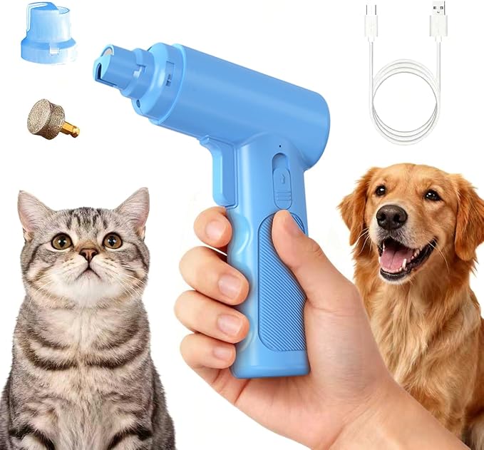 Dog Nail Grinder Electric - Super Quiet Low Vibration Pet Nail Trimmer with 2 LED Lights | USB Rechargeable Cordless 3 Speeds | Painless Paw Grooming for Small Medium Large Dogs & Cats