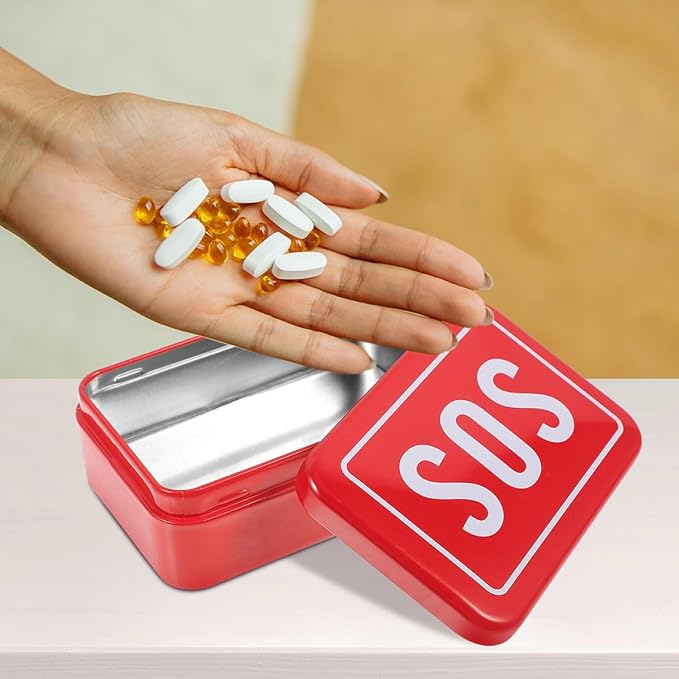 Emergency Mini Container Case Aid Metal Medicine Box Organizer Bag for Travel Outdoor Pet Supplies