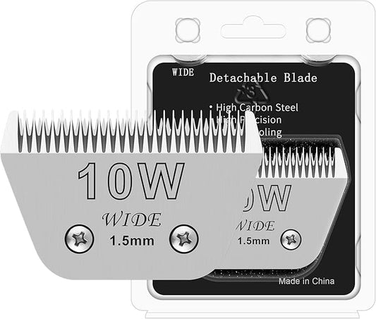 Sizi 10W Dog Grooming Clipper Replacement Blades, Compatible with Ainds, Oster A5, Wahl Km10 and Other Series Clippers, Blade Size-10W Cut Length 1/16"(1.5mm)