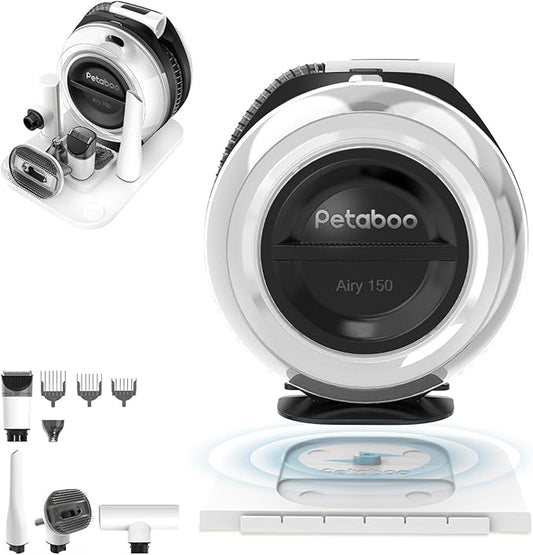 petaboo Cordless Dog Grooming Vacuum, Pet Grooming Kit with Clippers Nail Grinder,Low Noise,Dog Vacuum for Shedding Grooming for Home Outdoor Car (Black5-IN-1)