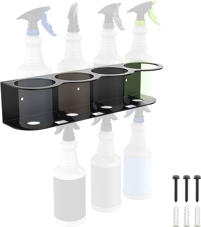 Spray Bottle Holder Spray Bottle Holder Wall Mount | Space-Saving Cold-Rolled Steel Garage & Workshop,Home Cleaning,Veterinary Offices,Retail Stores,Garden & Outdoor