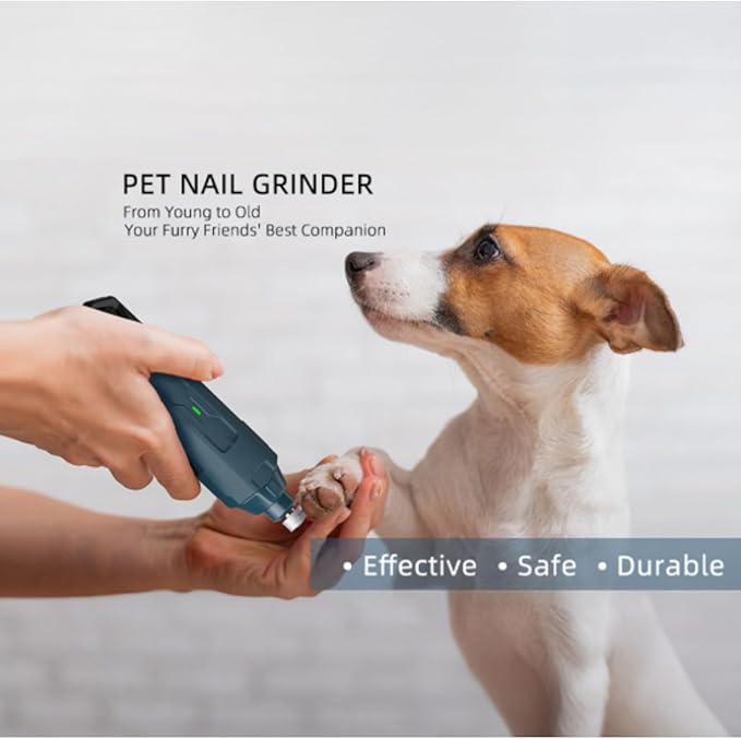 pawyzie Dog Nailgrinder Quiet with 3 Ports, 2 Speeds, Pet Nail Clipper Grinder for Large Medium Small Dogs, Puppies, Cats (Blue*1)