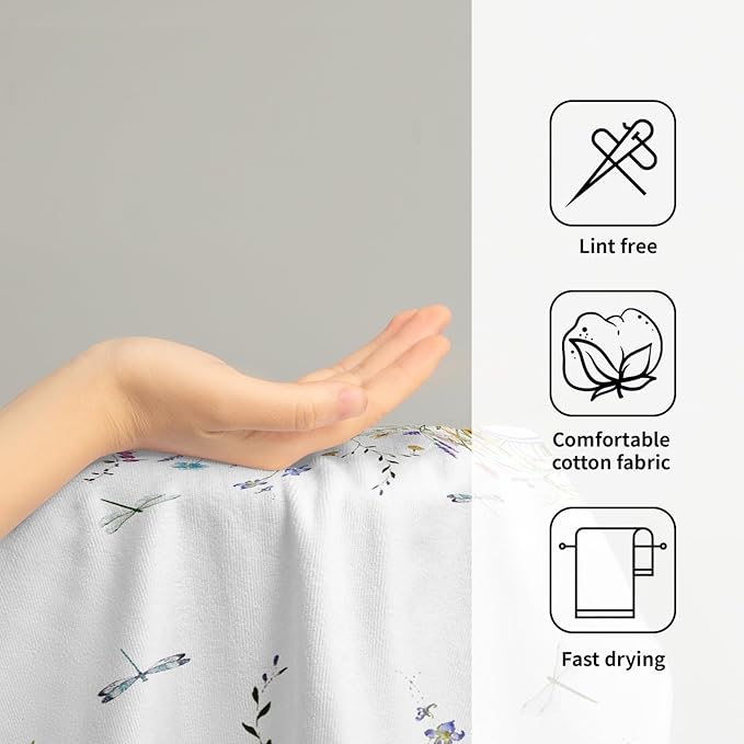Wildflower Dragonfly Hand Towels Set of 2 Wild Floral Soft Microfiber Spring Summer Bath Towel Kitchen Dish Towels for Gym Spa Home Decor