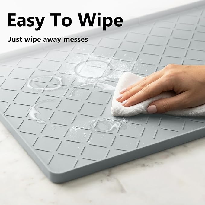 Mateeylife Under Sink Mat Kitchen Waterproof, Silicone Sink Tray 22"X19" | Under Sink Organizer Cabinet Shelf Protective Liner, Multi-use Silicone Mat for Boot Tray & Litter Mat, Light Grey