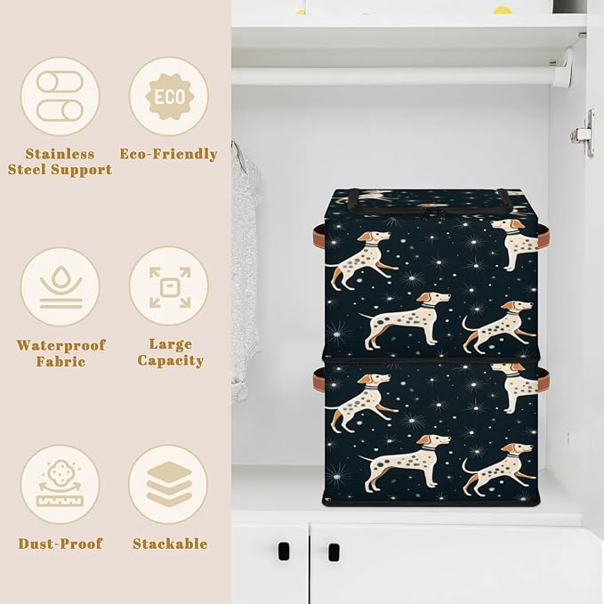 Pardick Dog Puppy Storage Bin Storage Basket with Zipper Lid Collapsible Cloth Organizer Closet Shelf Basket Cube Bins Dustproof Clothes Organizer for Bedroom, Nursery