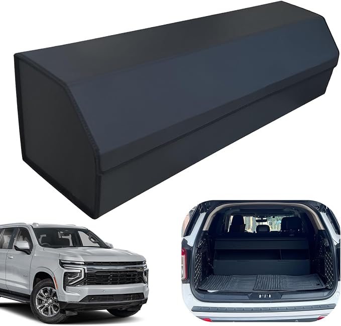 Car Trunk Organizer for For Chevy Tahoe - Custom Fit,Easy Installation，Large Space Outdoor Trunk Organizer with Leather,Hook and Loop Fastener,4-Layer Cover,For Chevy Tahoe 2021-2025