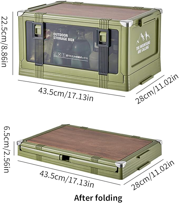 hejhncii Multiple Compartment Foldable Organizers for Gear and Clothing Storage Foldable Designs with Handles for Portability Camping Storage Box with PP PET Wood for Outdoor Gear