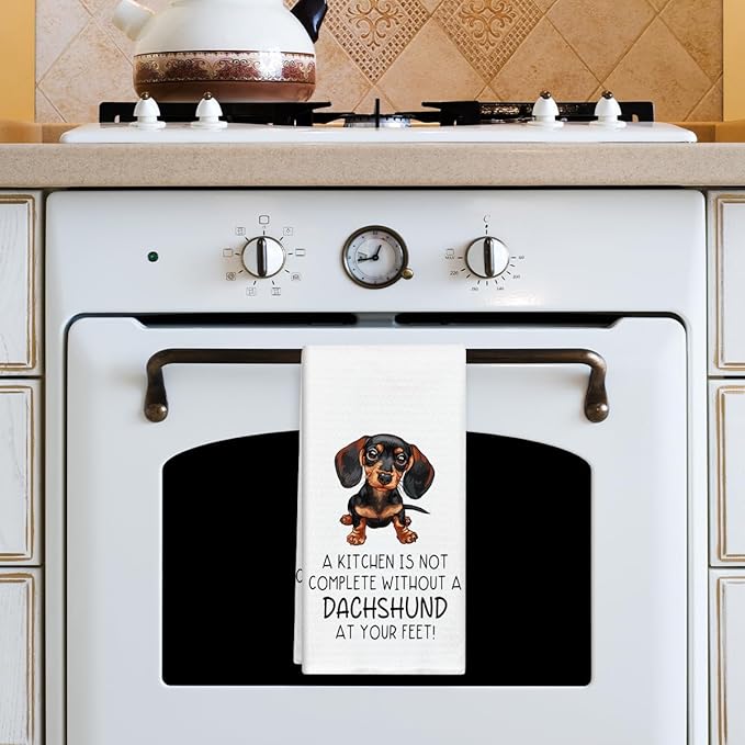 Funny Dachshund Kitchen Towels Dish Cloths, Dog Decorative Hand Towel Drying Cloth for Bathroom Baking, Wiener Gifts for Dog Lover, Friend, Woman, 16x24 Inches -32