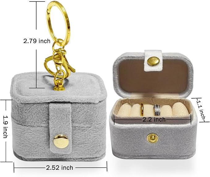 Ring Bearer Pillow Box for Dog Collar, Velvet Wedding Mini Ring Holder Pouch for Pet, Travel Ring Earrings Storage Box for Proposal Engagement Wedding Ceremony Party (Gray)