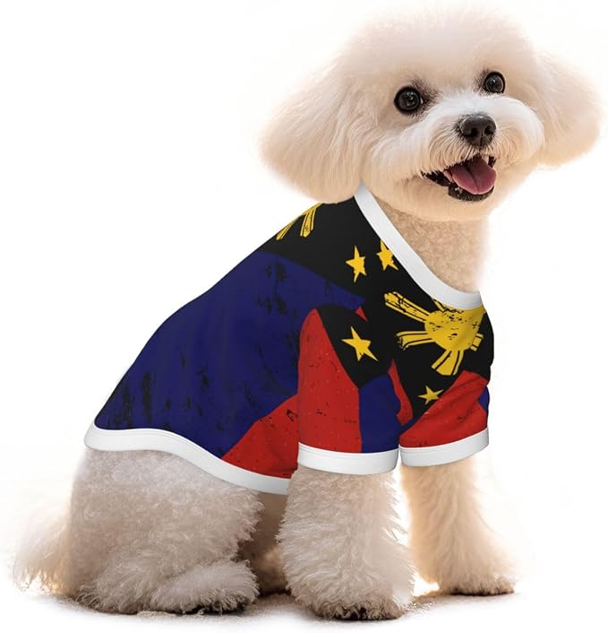 Philippines Flag Dog Shirt Pet Cotton T-Shirt Breathable Dog Clothes
