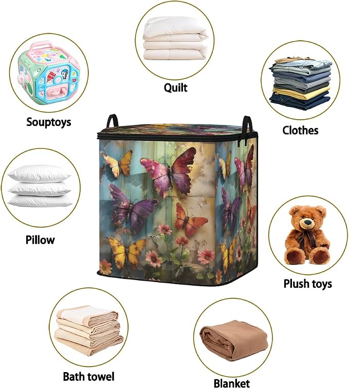 2pcs blanket storage bag for under bed,closet organizers 95L | clothing sweater sheet bedding comforter duvet quilt pillow toy storage bags with lids,dorm room essentials for containers