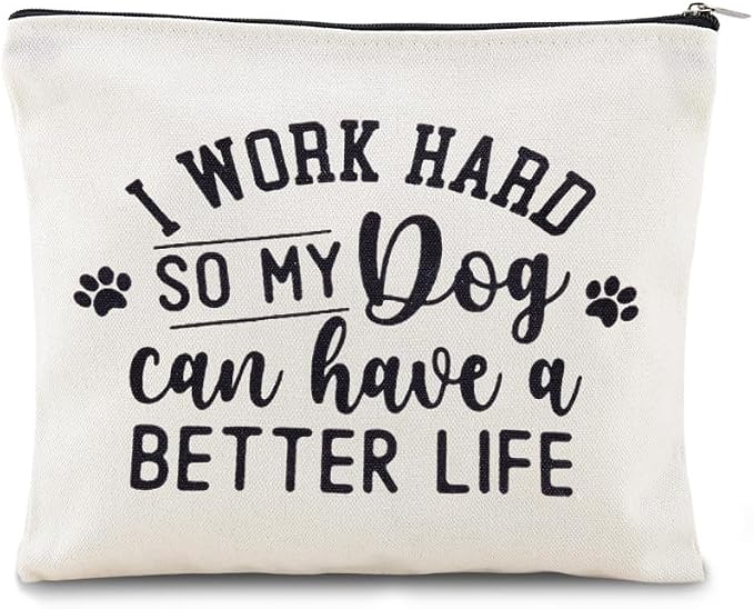 Sisadodo Dog Mom Storage Bag with Zipper for Travel Makeup Cosmetic Bags for Dogs Dad Brithday Christmas Gifts for Dog Lovers Travel Canvas Bags for Doggie Things Bag Organizer Pouch