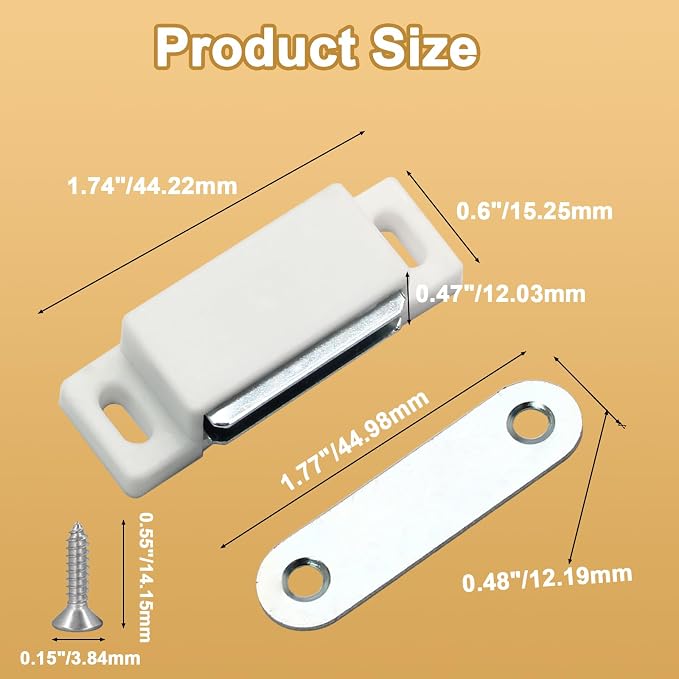 6Pcs Magnetic Door Catch Cabinet Magnets, White | Drawer Magnet Latch, Shutter Hardware, For Closure Cupboard Closet Bathroom