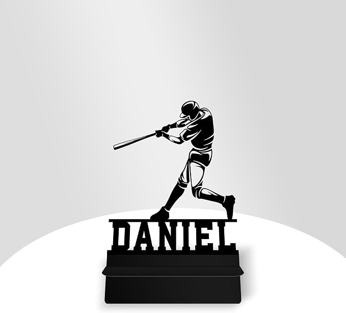 Personalized Baseball Batter Phone Holder, Custom Name Metal Desk Stand, Athlete Swing Dock, Tablet, Smartphone Display Stands, Gifts For Friends, Sports Lovers, Teens, Christmas