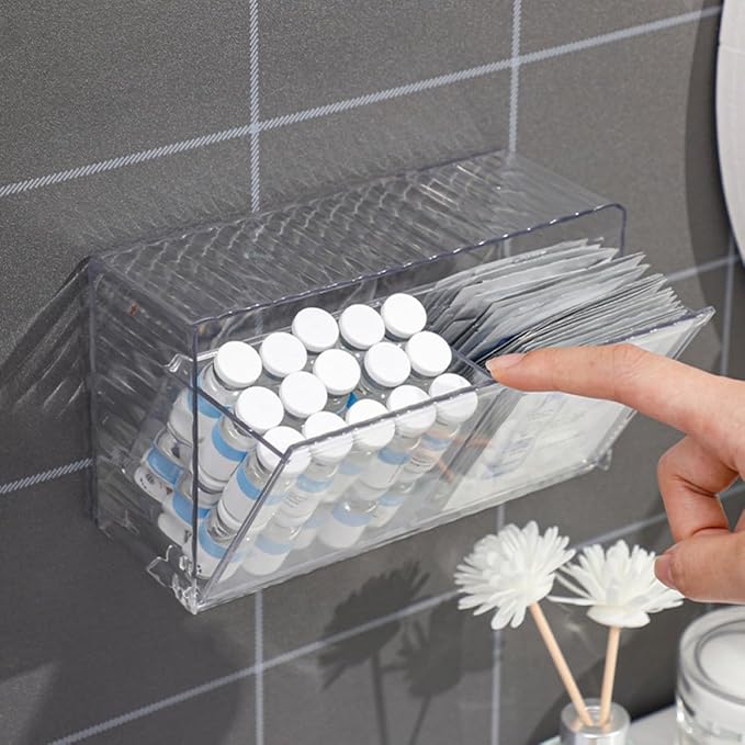 Ipetboom 2pcs Wall Mounted Cotton Swab Box with Lid Pet Large Organizer