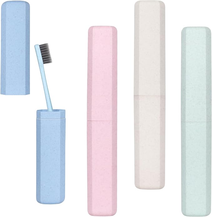 Hooqict 4 Pack Travel Toothbrush Case Portable Travel Toothbrush Holder Plastic Toothbrush Container Protector Cover for Traveling, Camping, Home, School, Business