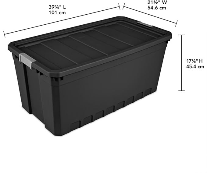 Sterilite 3-Pack Storage Bins with Lids, Large Heavy Duty Totes, 50 Gallon, Black