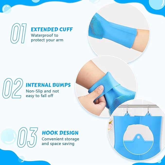 Pet Grooming Gloves for Dogs & Cats, Silicone Deshedding Brush, Gentle Fur Remover, Bathing & Massage Gloves, Blue