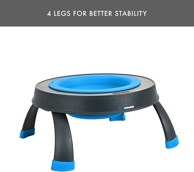 Dexas Pets Elevated Pet Feeder, Large, 4 Cup Capacity, Pro Blue, Raised Pet Food and Water Bowl