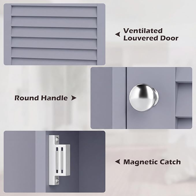 Tangkula Medicine Cabinet, Wall Mounted Bathroom Cabinet Single Door Wooden Bathroom Wall Cabinet with Adjustable Shelf (Grey)