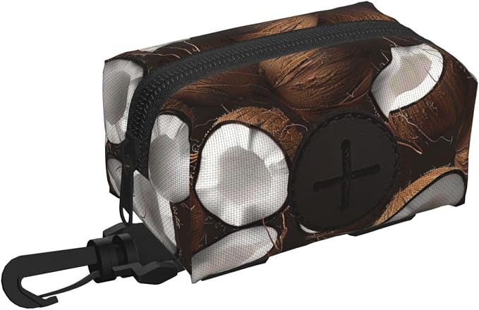 Coconut Pet Waste Bag Dispenser 0.2L | Portable Dog Poop Holder Waste Bag With Zipper Park Doggy Walking Accessory