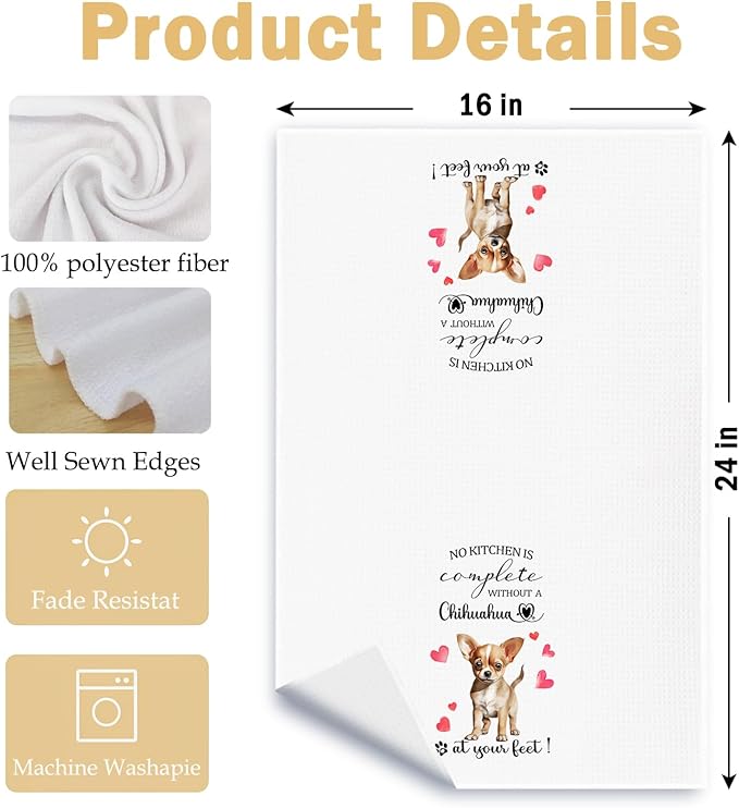 Chihuahua Gifts Kitchen Towels, Gifts for Chihuahua Lovers, Dog Lover Owner Gift for Women Men Decorative Dish Tea Hand Towels for Kitchen, 16x24 Inch