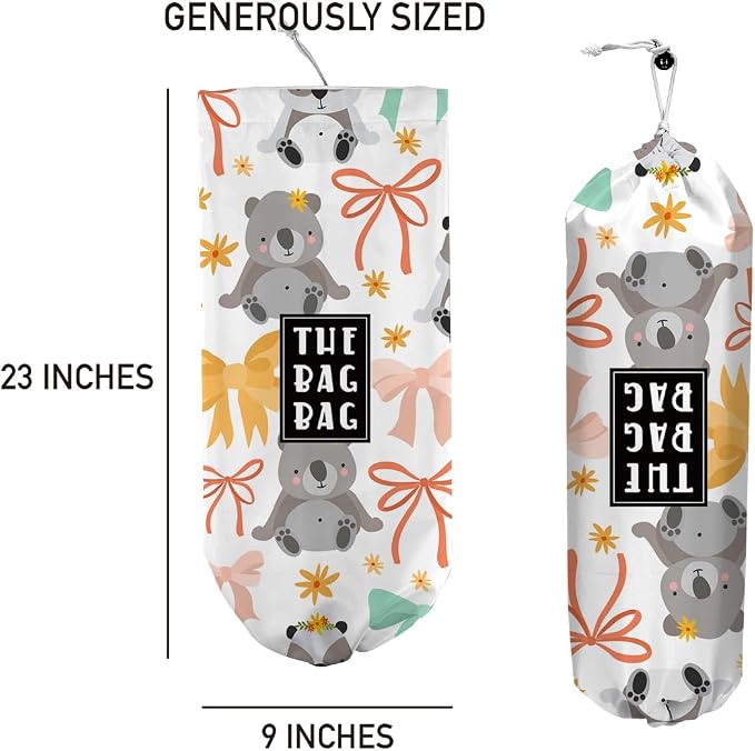 Plastic Bag Organizer,Reusable And Washable Grocery Bag organizer,for Home Kitchen Travelling Camping Decor, use 1 Pack,Gray Koala Pattern