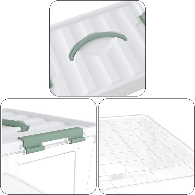 14 Quart Latching Box, Clear Plastic Storage Bin with Lids, 4 Packs | Oorganization Container Tote Boxes with Handle