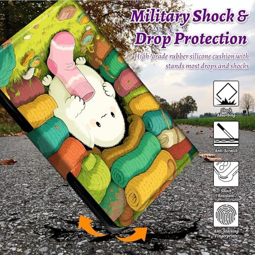 Rotating Handle Case for Samsung Galaxy Tab S10+ Plus 2024/S9 FE+ Plus/S9+ Plus 12.4" 2023, 360 Degree Swivel Kickstand with Magnetic Closure Shockproof Leather Protective Cover, Sock Pet