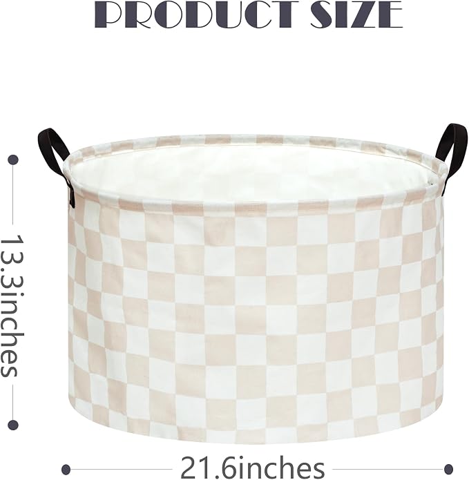 MAIZMZ Checkered Storage Basket Extra Large 80L Kids Hamper Baby Laundry Basket Waterproof Toys Car Organizer Collapsible Canvas for Home/Dorm/Pet/Office/Closet/Shelf/Gift Baskets