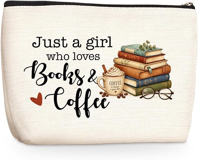 Coffee Makeup Bag, Just a Girl Who Loves Books & Coffee Cosmetic Bags