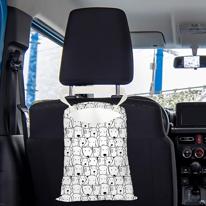 Car Trash Bag Car Garbage Bag Hanging Cars Trash Can, Waterproof Cars Back Seat Organizer for Vehicle Travelling Campingg Animal Dog Cow Leopard Decor