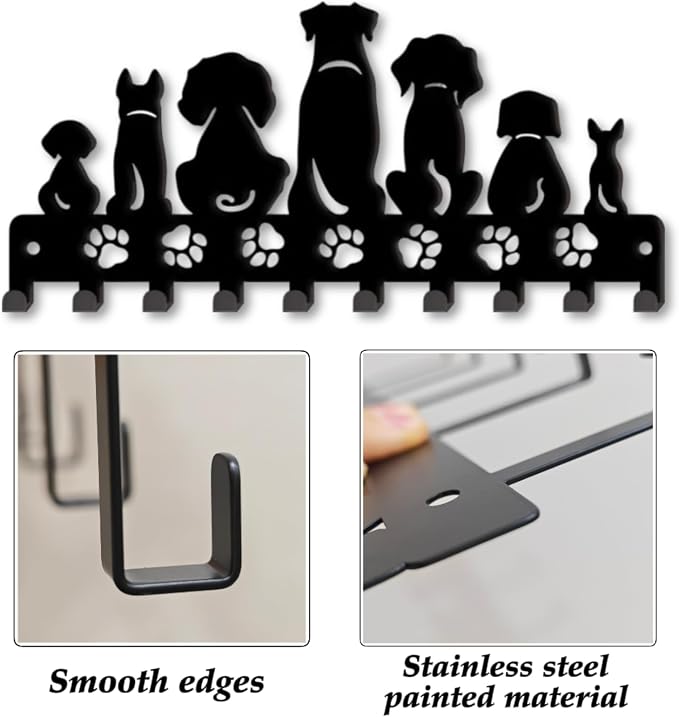 Iron Dog Leash Holder for WallDoorway Hooks, Dog Accessory Holder (QI Zhi GOU BEI Ying)
