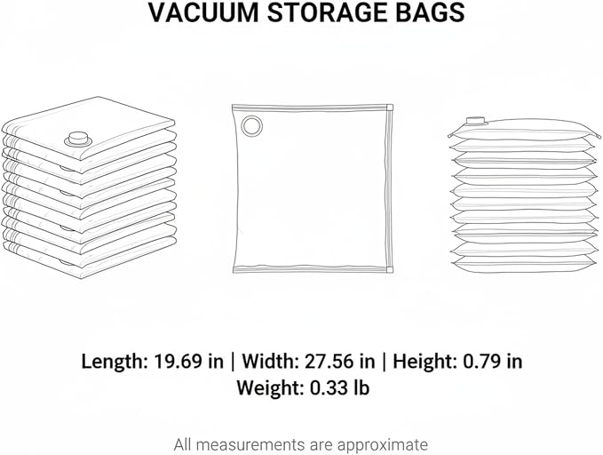 Clear Vacuum Storage Bags with Valve, Reusable Compression Saver for Bedding & Clothes, Space Saving Organizer (1 Pack)