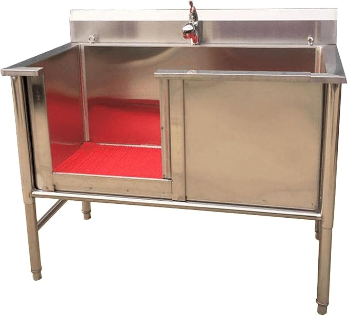 Professional Dog Bath Tubs,with Sliding Door,Dog Grooming Tub,Dog Washing Station for Home,Dog Bathing Station, Pet Wash Station,Dog Bathtub,Stainless Steel Pet Grooming Tub Sink,47in/120cm