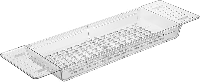 Extendable Bath Tray Pet Rectangular Bathtub Caddy | Expandable Design, Lightweight Storage, Travel and Everyday Bathroom Use