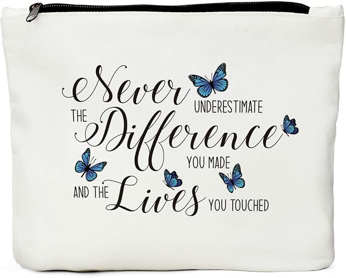 JIUWEIHU Inspirational Gifts for Women， Makeup Bag, Butterfly Cosmetic Bag | Travel Toiletry Bags Zipper Makeup Pouch, Christmas Friendship Graduation Birthday Gifts for Women Mom Girls Sisters Friends